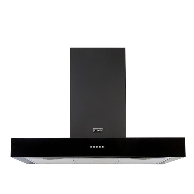 Stoves 444410235 Stoves Sterling S900 Flat Black 90cm Chimney Hood at Long Eaton Appliance Company