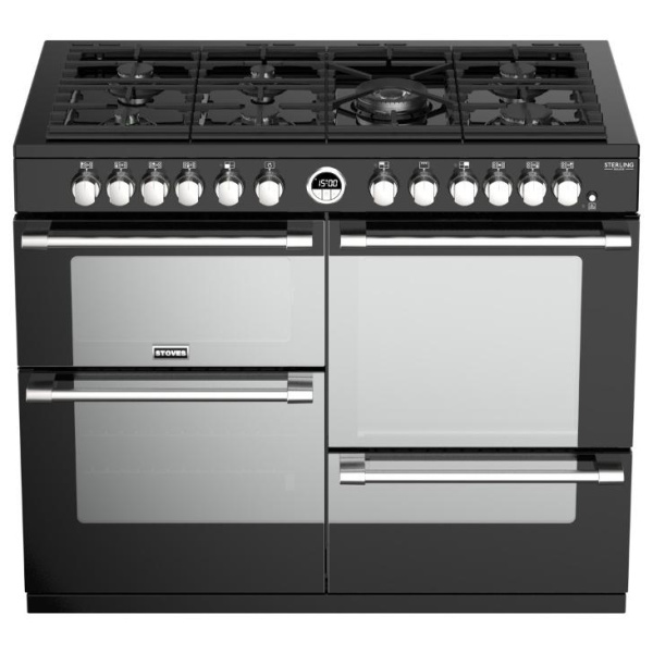 Stoves Sterling Deluxe S1100DFGTG Black 110cm Dual Fuel Range Cooker