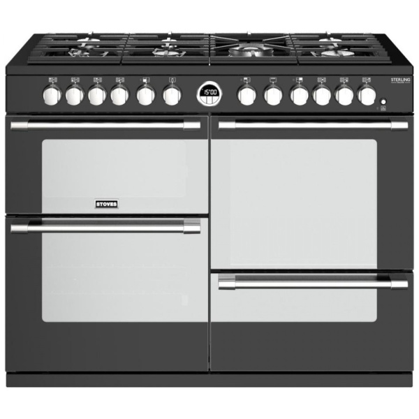 Stoves Sterling Deluxe S1100DFGTG Black 110cm Dual Fuel Range Cooker