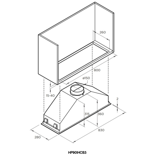 fisher & paykel hp90ihcb3 integrated cooker hood