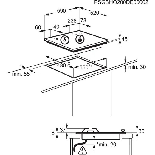 AEG HKB64450NB technical drawing