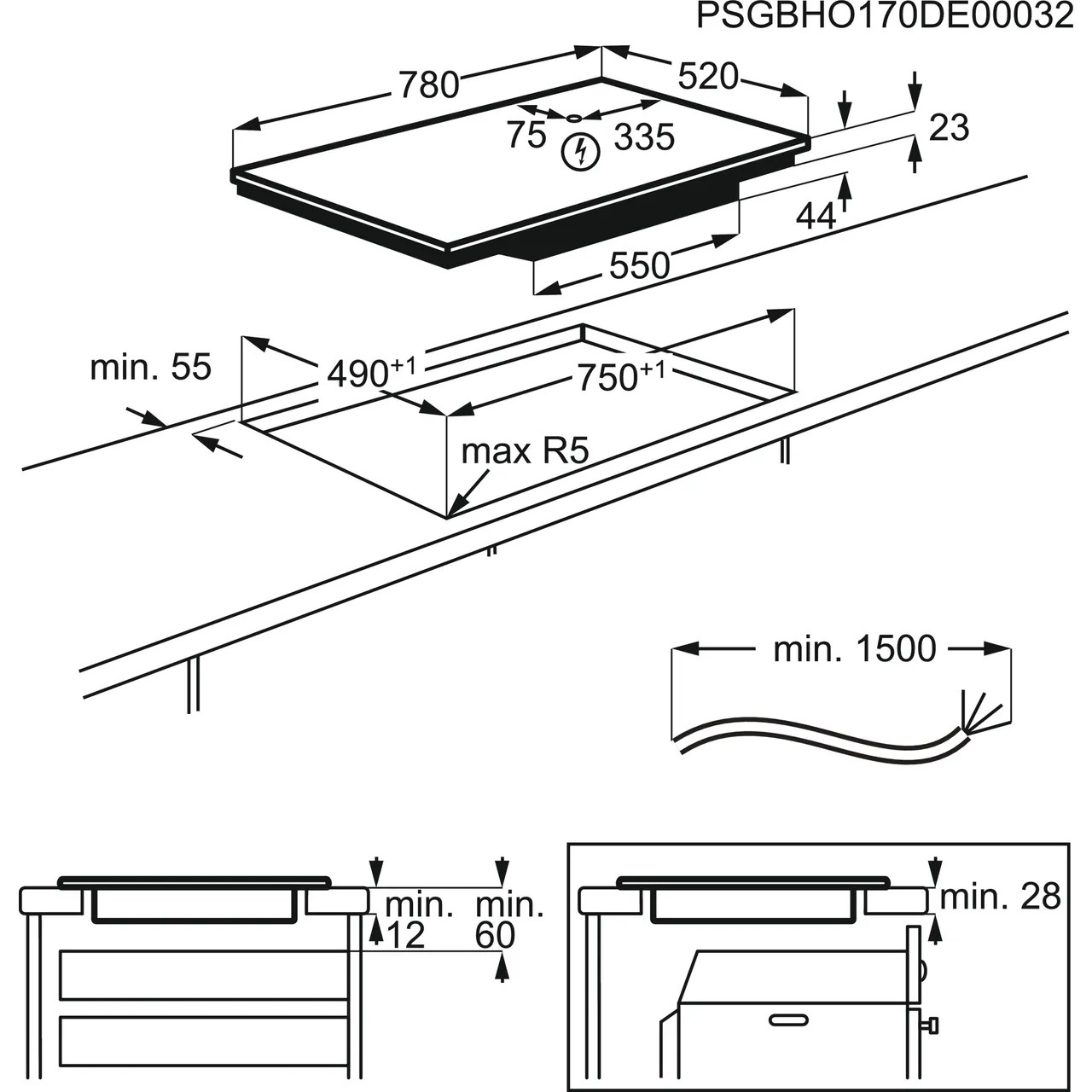AEG IAE84421FB technical drawing