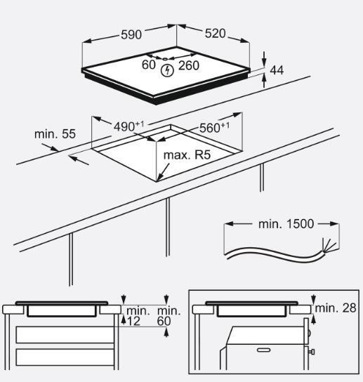 AEG IPE64551FB technical drawing