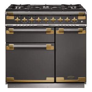 Rangemaster ELS90DFFSL/AB cooker Range cooker Electric Gas Brass, Slate