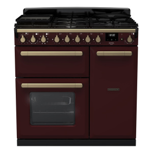 Rangemaster Estel Deluxe 90cm Dual Fuel Bordeaux/Antique Brass