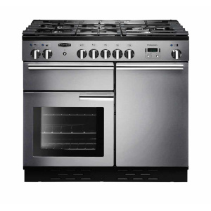 Rangemaster Professional + 100 Dual Fuel Freestanding cooker Electric Gas Black, Stainless steel