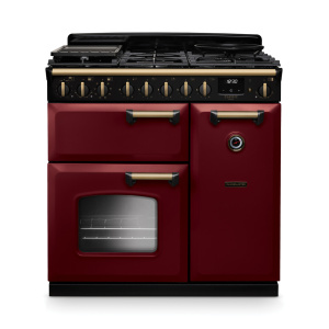 Rangemaster Classic Deluxe 90cm Dual Fuel Bordeaux/Antique Brass