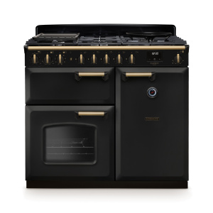 Rangemaster Classic Deluxe 100cm Dual Fuel Charcoal Black/Antique Brass