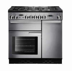 Rangemaster Professional + 90 Dual Fuel Freestanding cooker Electric Gas Black, Stainless steel