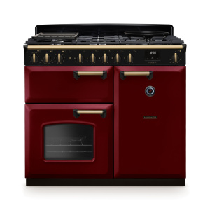 Rangemaster Classic Deluxe 100cm Dual Fuel Bordeaux/Antique Brass