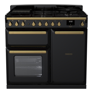 Rangemaster Estel Deluxe 100cm Dual Fuel Black/Antique Brass