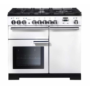 Rangemaster Professional Deluxe 100 Dual Fuel Freestanding cooker Electric Gas Black, White