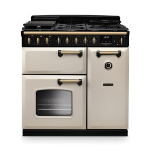 Rangemaster Classic Deluxe 90cm Dual Fuel Pale Cream/Antique Brass