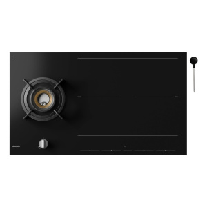 Asko Elements Celsius°Cooking™ 90cm Mixed Dual Fuel Induction Hob with Fusion Volcano Wok™ - Shiny Black Glass