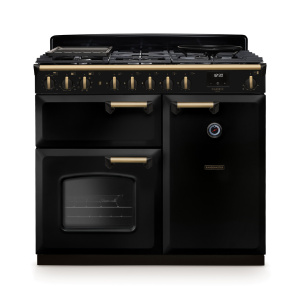 Rangemaster Classic Deluxe 100cm Dual Fuel Black/Antique Brass