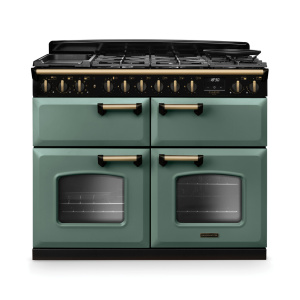 Rangemaster Classic Deluxe 110cm BC Dual Fuel Mineral Green/Antique Brass