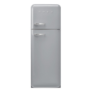 Smeg 60cm 50s Style Right Hand Hinge Freezer over Fridge Silver