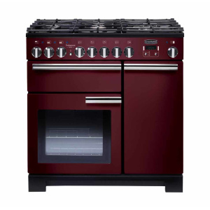 Rangemaster Professional Deluxe 90 Dual Fuel Freestanding cooker Electric Gas Black, Red