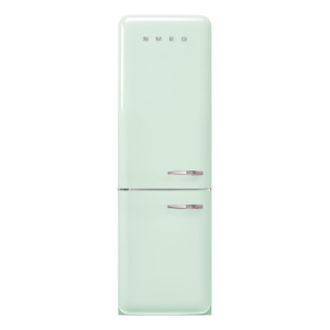 Smeg 60cm 50s Style Left Hand Hinge Fridge over Freezer Pastel Green