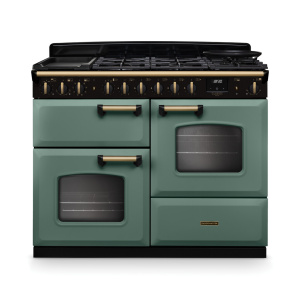 Rangemaster Classic Deluxe 110cm OC Dual Fuel Mineral Green/Antique Brass