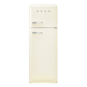 Smeg 60cm 50s Style Right Hand Hinge Freezer over Fridge Cream