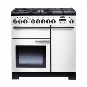 Rangemaster Professional Deluxe 90 Dual Fuel Freestanding cooker Electric Gas Black, White