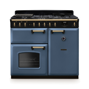 Rangemaster Classic Deluxe 100cm Dual Fuel Stone Blue/Antique Brass
