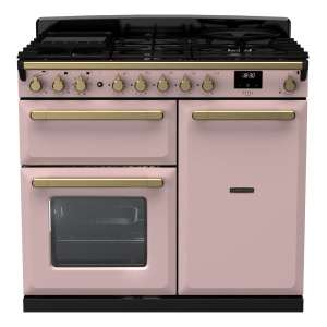 Rangemaster Estel Deluxe 100cm Dual Fuel Pale Pink/Antique Brass