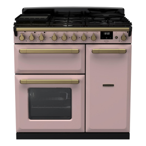 Rangemaster Estel Deluxe 90cm Dual Fuel Pale Pink/Antique Brass