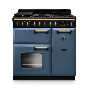 Rangemaster Classic Deluxe 90cm Dual Fuel Stone Blue/Antique Brass