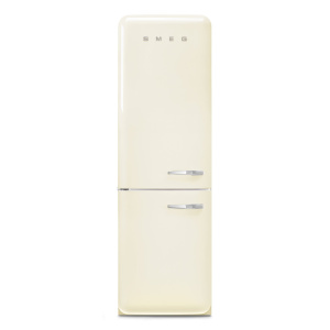 Smeg 60cm 50s Style Left Hand Hinge Fridge over Freezer Cream