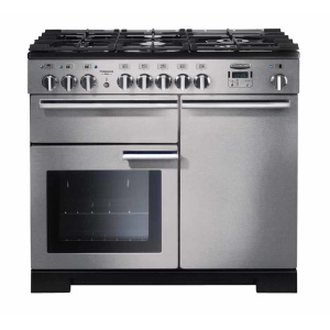 Rangemaster Professional Deluxe 100 Dual Fuel Freestanding cooker Electric Gas Black, Stainless steel