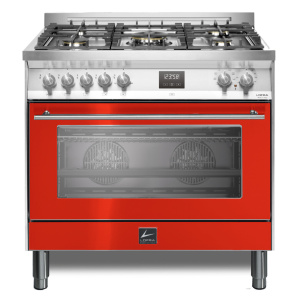 Lofra PRG96WMFT/AEO Freestanding cooker Electric Gas Red, Stainless steel