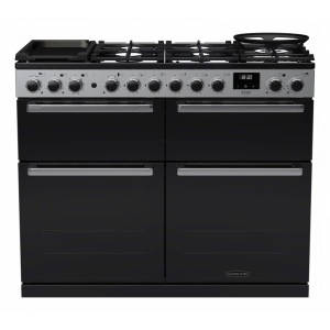 Rangemaster Edge Deluxe 110cm BC Dual Fuel Black Glass/Chrome