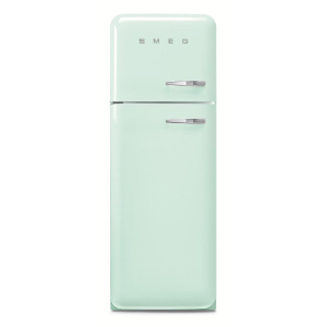 Smeg 60cm 50s Style Left Hand Hinge Freezer over Fridge Pastel Green