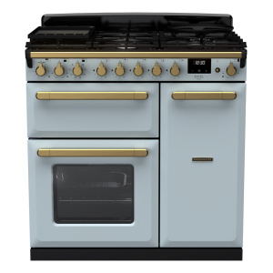 Rangemaster Estel Deluxe 90cm Dual Fuel Misty Blue/Antique Brass