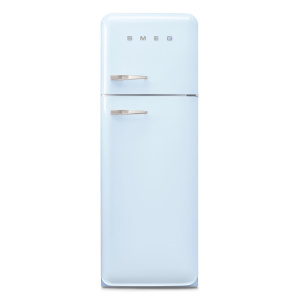 Smeg 60cm 50s Style Right Hand Hinge Freezer over Fridge Pastel Blue