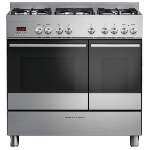 Fisher & Paykel OR90L7DBGFX1 cooker Range cooker Electric Gas Black, Stainless steel