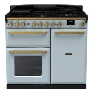 Rangemaster Estel Deluxe 100cm Dual Fuel Misty Blue/Antique Brass