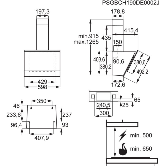 AEG DVE5671HG Wall-mounted Black, Stainless steel 700 m³/h - Image 9