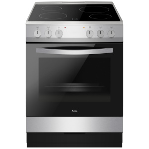 Amica AFC601SS cooker Freestanding cooker Electric Ceramic hob Black, Silver