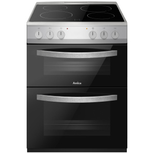 Amica AFC602SS cooker Freestanding cooker Electric Ceramic hob Black, Silver