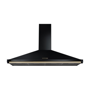 Rangemaster RCLAHDC110BL/B 110cm Classic Chimney Hood Black / Brass Rail & Badge