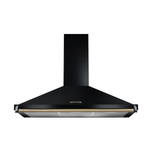 Rangemaster RCLAHDC90BL/B 90cm Classic Chimney Hood Black / Brass Rail & Badge